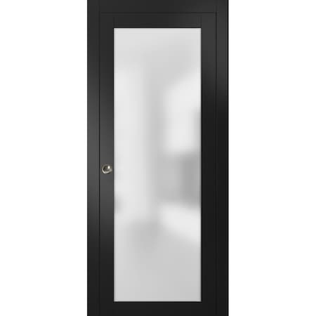 Sartodoors Sliding Pocket 24x80" Tempered Planum 2102 Black Matte Kit Trims Rail Hardware  Bathroom Closet PLANUM2102PD-BLK-24